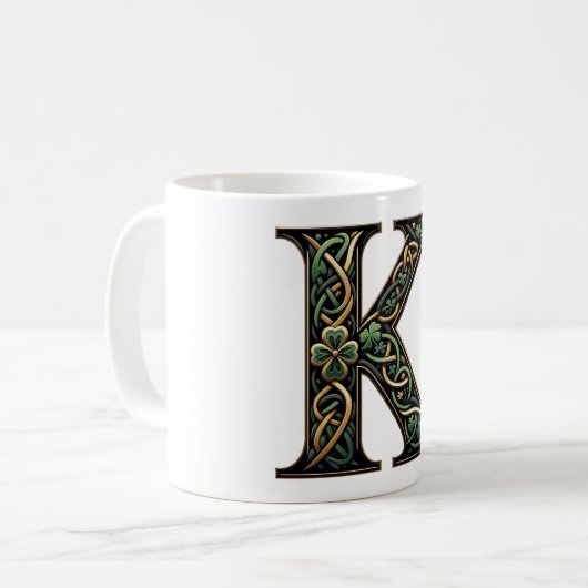 Irish K Monogram Coffee Mug Koffiemok (Voorkant links)