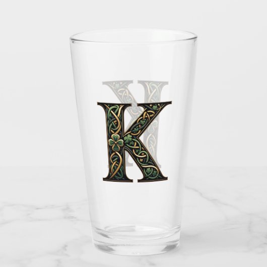 Irish "K" Monogram Pint Glass Glas (Achterkant)