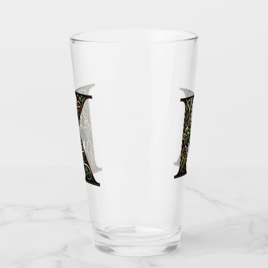Irish "K" Monogram Pint Glass Glas (Links)