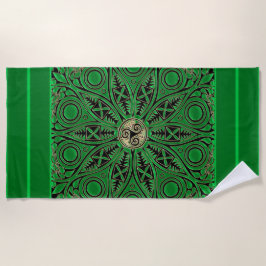 Irish Kelly Green Trisangers Mandala Beach Towel Strandlaken