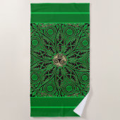 Irish Kelly Green Trisangers Mandala Beach Towel Strandlaken (Voorkant)