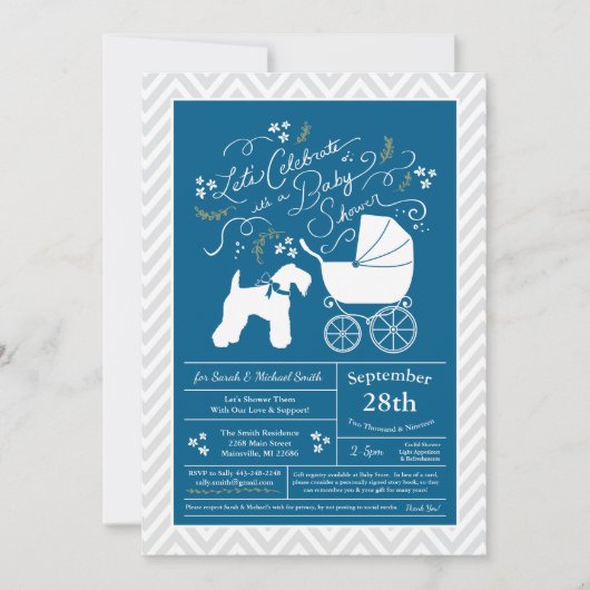 Irish Kerry Blue Terrier Dog Baby shower Blue Boy Kaart (Voorkant)