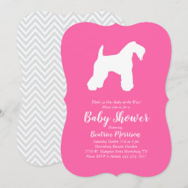 Irish Kerry Blue Terrier Dog Baby shower Pink Girl Kaart