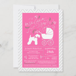 Irish Kerry Blue Terrier Dog Baby shower Pink Girl Kaart