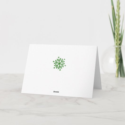 Irish KerstSilver Snowflake over Groen Feestdagen Kaart (Achterkant)