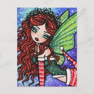 Irish KerstWinter Snowflake Fairy Fantasy Gir Feestdagenkaart
