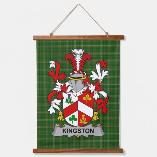 Irish Kingston Coat of Arms Family Crest Hangend Wandkleed (Voorkant)