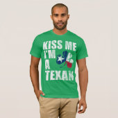 Irish Kiss me Ik ben Texan St Patrick's Day T-shirt (Voorkant volledig)