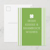 Irish Kisses en Shamrock Wishes Feestdagenkaart (Voorkant / Achterkant)
