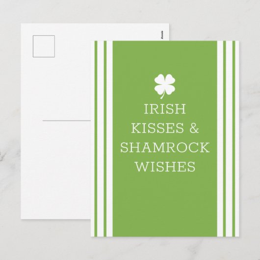 Irish Kisses en Shamrock Wishes Feestdagenkaart (Voorkant / Achterkant)