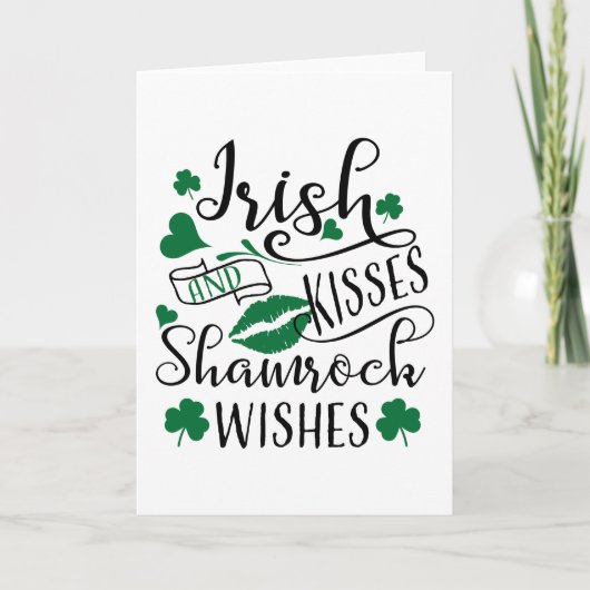Irish Kisses en Shamrock Wishes Kaart (Voorkant)