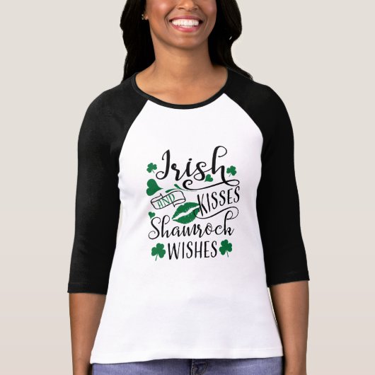 Irish Kisses en Shamrock Wishes T-shirt (Voorkant)
