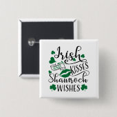 Irish Kisses en Shamrock Wishes Vierkante Button 5,1 Cm (Voorkant /achterkant)