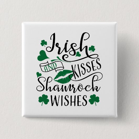 Irish Kisses en Shamrock Wishes Vierkante Button 5,1 Cm (Voorkant)