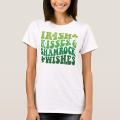 Irish Kisses & Shamrock Wensen Retro St Pats Day T-shirt (Voorkant)