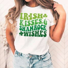 Irish Kisses & Shamrock Wensen Retro St Pats Day T-shirt