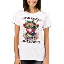 Irish Kisses Shamrock wenst Highland Koe T-shirt
