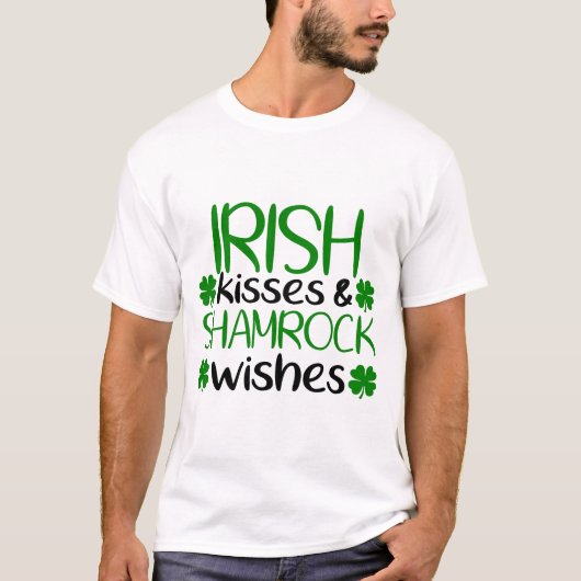 Irish Kisses & Shamrock Wishes T-shirt (Voorkant)