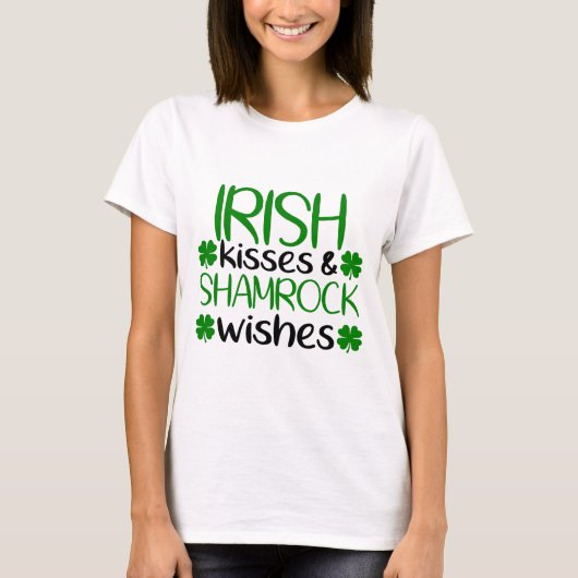 Irish Kisses & Shamrock Wishes T-shirt (Voorkant)