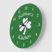 Irish Kitchen Decor Personalized Clock Shamrock Grote Klok (Hoek)