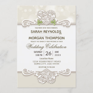 Irish Lace Wedding Invitation Kaart