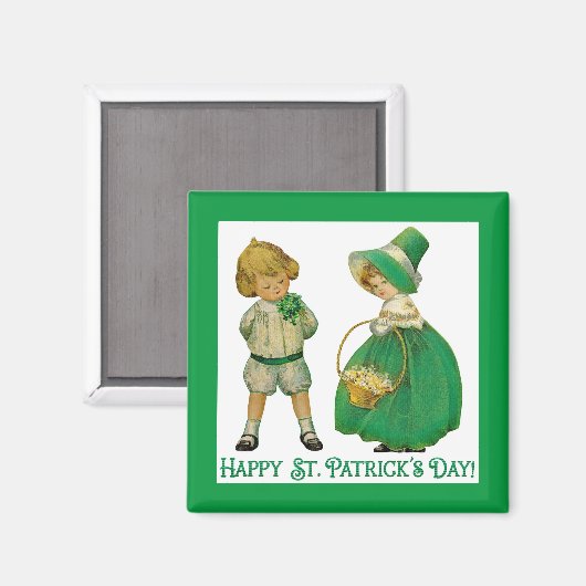 Irish Lad en Lassie 2 Inch Square Magnet (Voorkant / Achterkant)