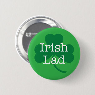 Irish Lad, Green Shamrock Button