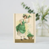   Irish Lady met Shamrocks Briefkaart (Staand voorkant)