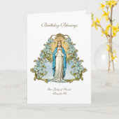 Irish Lady of Knock Virgin Mary Blue Floral Kaart (Gele Bloem)