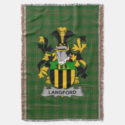 Irish Langford Coat of Arms Family Crest Ireland Deken (Voorkant Verticaal)