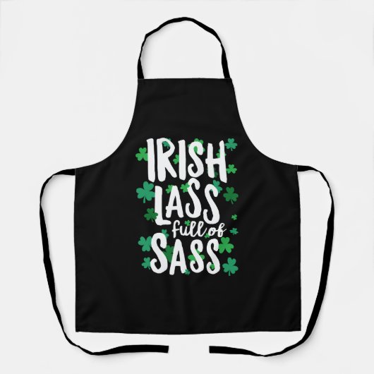 Irish Lass Full of Sass Sass St Patricks Day Schort (Voorkant)