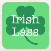 Irish Lass Green Shamrock St. Patrick's Day Party Kartonnen Onderzetters (Voorkant)