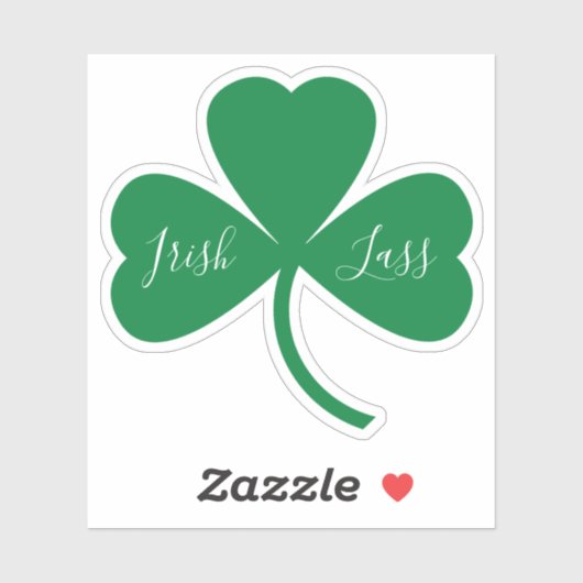Irish Lass Script op Green Shamrock Sticker (Vel)