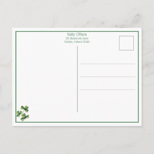  Irish Lass, Shamrocks en Dog Briefkaart (Achterkant)