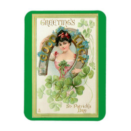 Irish Lass with Hoefijzer Magnet Magneet