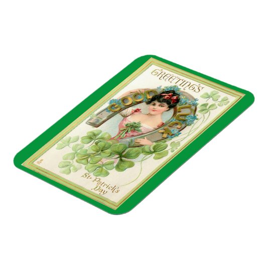 Irish Lass with Hoefijzer Magnet Magneet (Linkerzijde)