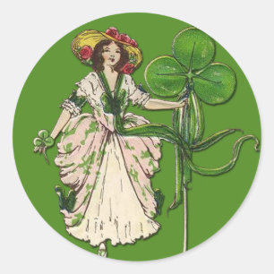 Irish Lassie met Shamrock Stickers