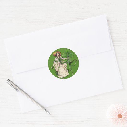 Irish Lassie met Shamrock Stickers (Envelop)