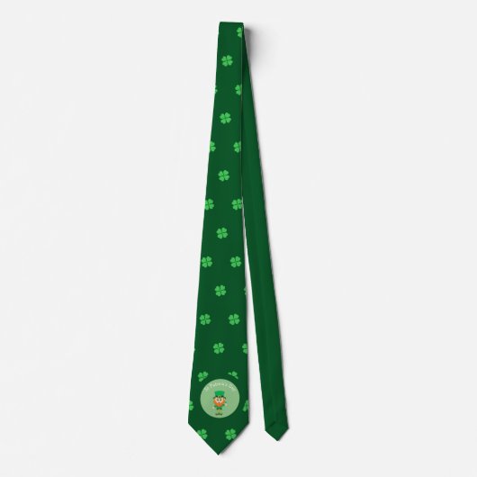 Irish Leprechaun & 4 Leaf Clover St Patrick's Day Stropdas (Voorkant)