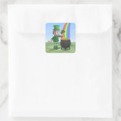 Irish leprechaun and the pot full of gold vierkante sticker (Tas)