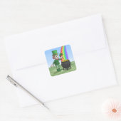 Irish leprechaun and the pot full of gold vierkante sticker (Envelop)