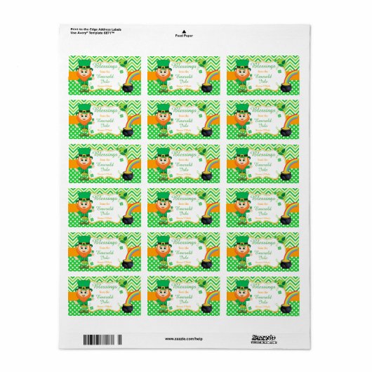 Irish Leprechaun Blessing St Patrick's Day Etiket (Full Sheet)