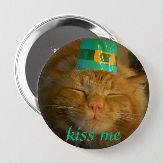 Irish Leprechaun Cat wil kussen Ronde Button 4,0 Cm (Voorkant /achterkant)