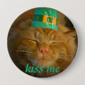 Irish Leprechaun Cat wil kussen Ronde Button 4,0 Cm (Voorkant)