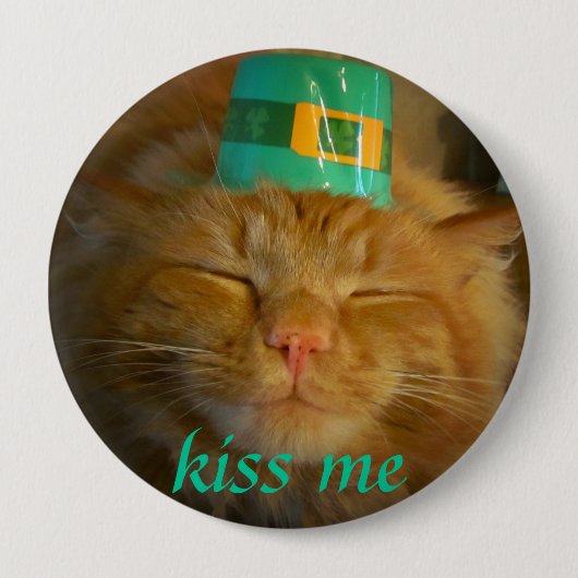 Irish Leprechaun Cat wil kussen Ronde Button 4,0 Cm (Voorkant)