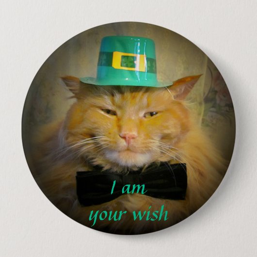 Irish Leprechaun Cat Wish Ronde Button 4,0 Cm (Voorkant)