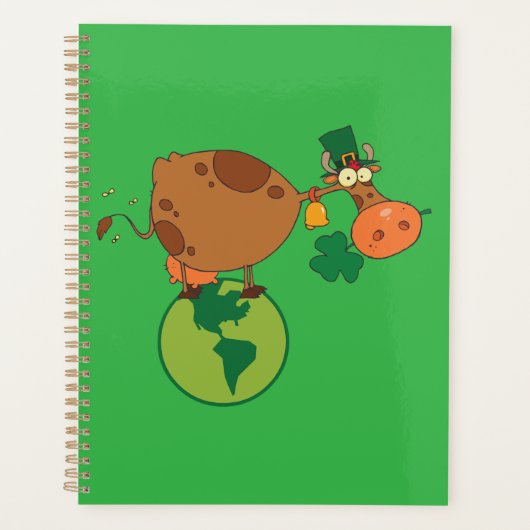 Irish Leprechaun Cow Standing on Planet Earth Planner (Voorkant)