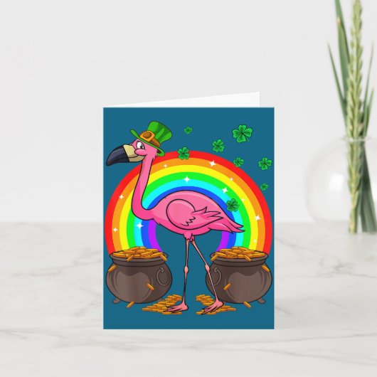 Irish Leprechaun Flamingo Funny St. Patrick's Day Kaart (Voorkant)