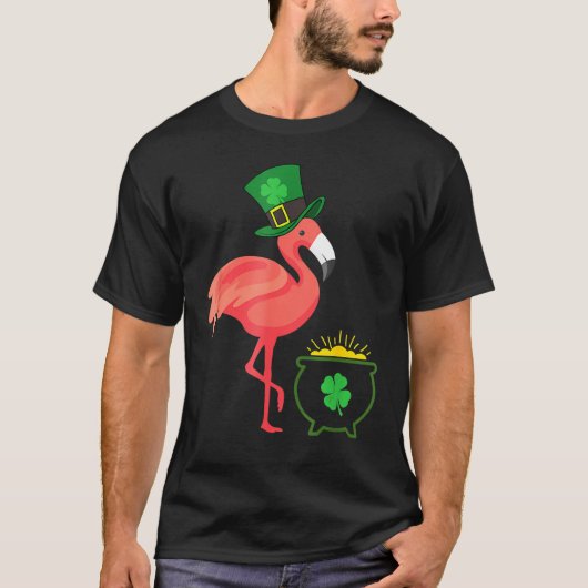 Irish Leprechaun Flamingo Funny St Patricks Day T-shirt (Voorkant)