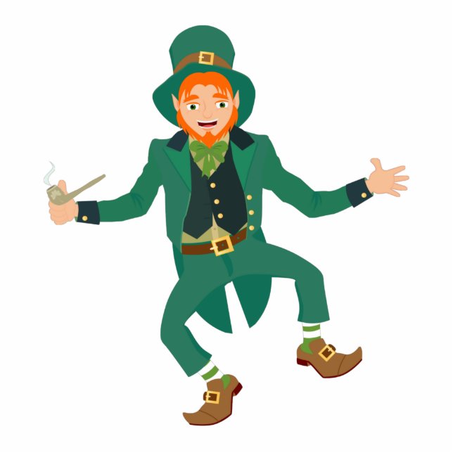 Irish Leprechaun houdt een pijp en danst Fotobeeldje Ornament (Voorkant)